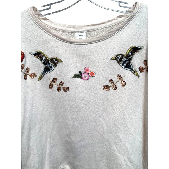 Disney LC Lauren Conrad Embroidered Bird & Floral Pullover Cropped Sweatshirt Sw - Picture 5 of 9